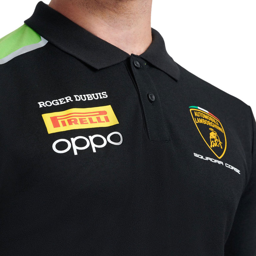 Lamborghini Squadra Corse Officially Licensed Black Team Drivers Polo Tee Shirt