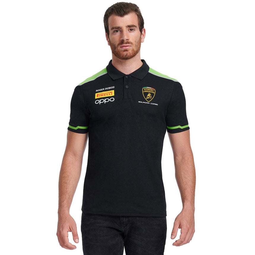 Lamborghini Squadra Corse Officially Licensed Black Team Drivers Polo Tee Shirt