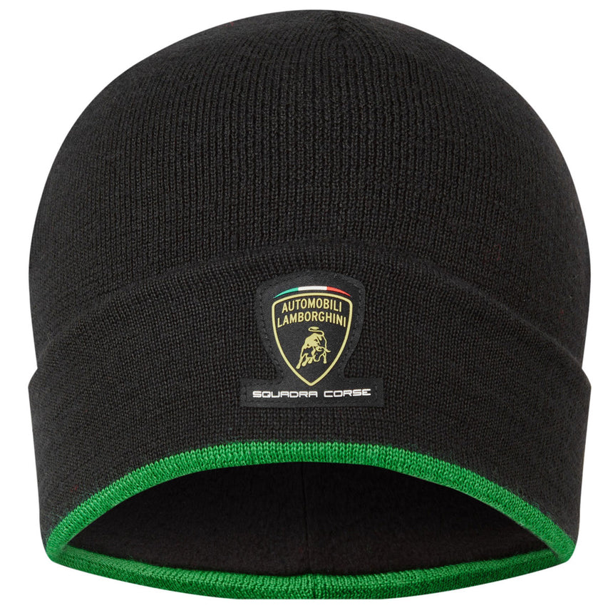 Squadra Corse Automobili Lamborghini Team Knitted Black Beanie Hat