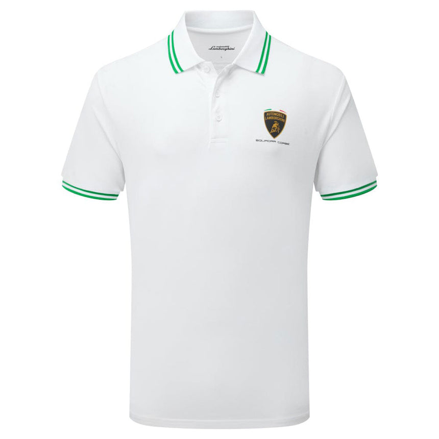 Lamborghini Squadra Corse Officially Licensed White Team Travel Polo Tee Shirt
