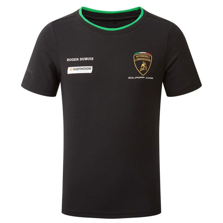 Automobili Lamborghini Squadra Corse Official Team T-Shirt | Black Cotton with Green Stripe