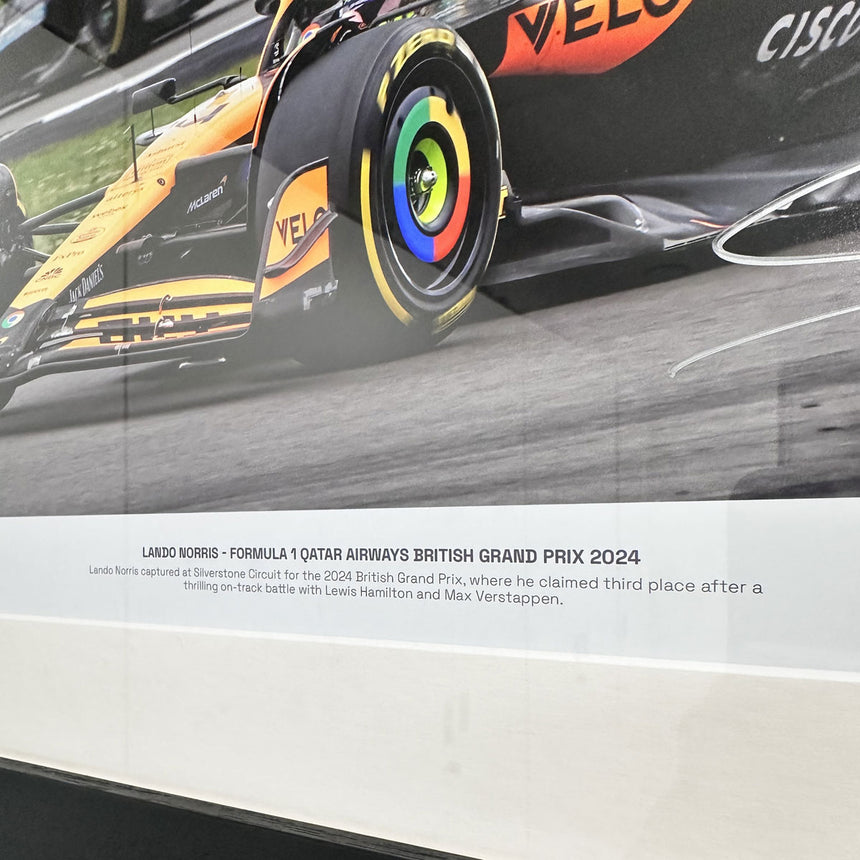 Lando Norris Formula 1 Quatar British Grand Prix 2024 No 9/50 Signed Print in Display Frame