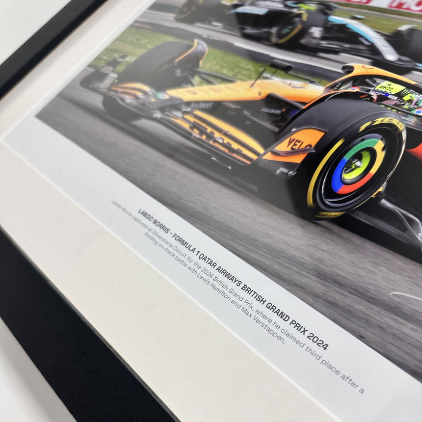 Lando Norris Formula 1 Quatar British Grand Prix 2024 No 9/50 Signed Print in Display Frame