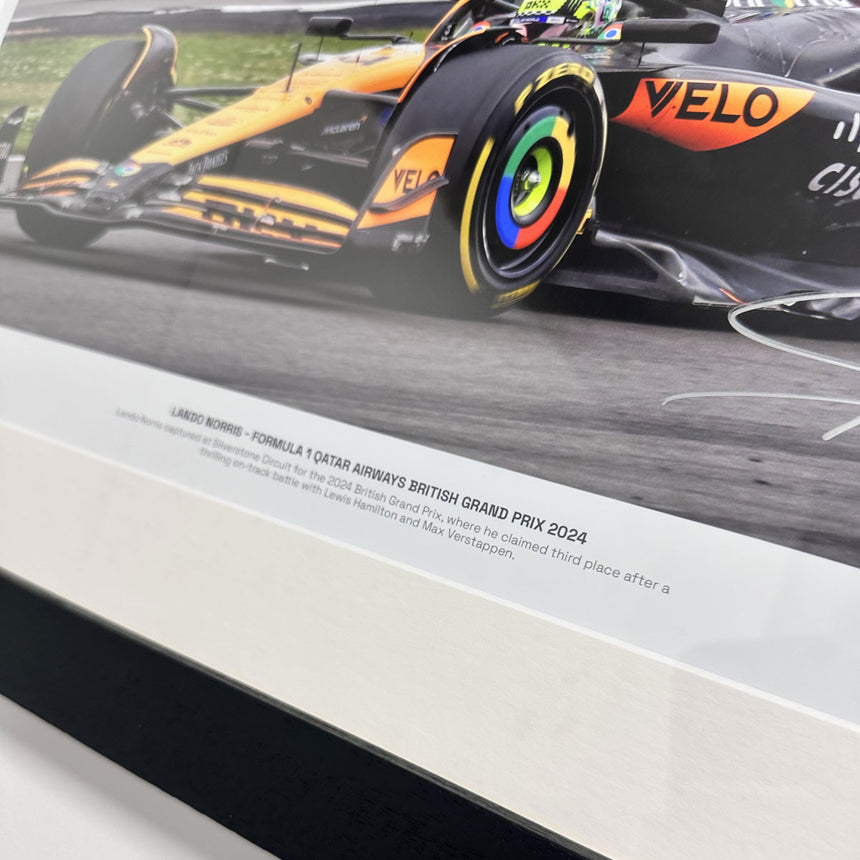 Lando Norris Formula 1 Quatar British Grand Prix 2024 No 9/50 Signed Print in Display Frame
