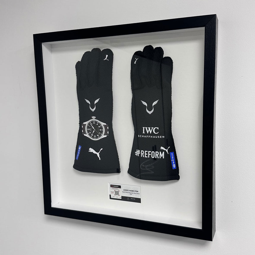Lewis Hamilton Signed Official Mercedes AMG Petronas 2020 Race Spec Gloves In Display Frame