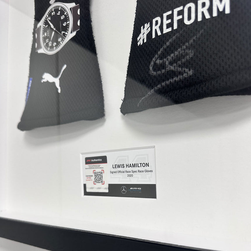 Lewis Hamilton Signed Official Mercedes AMG Petronas 2020 Race Spec Gloves In Display Frame