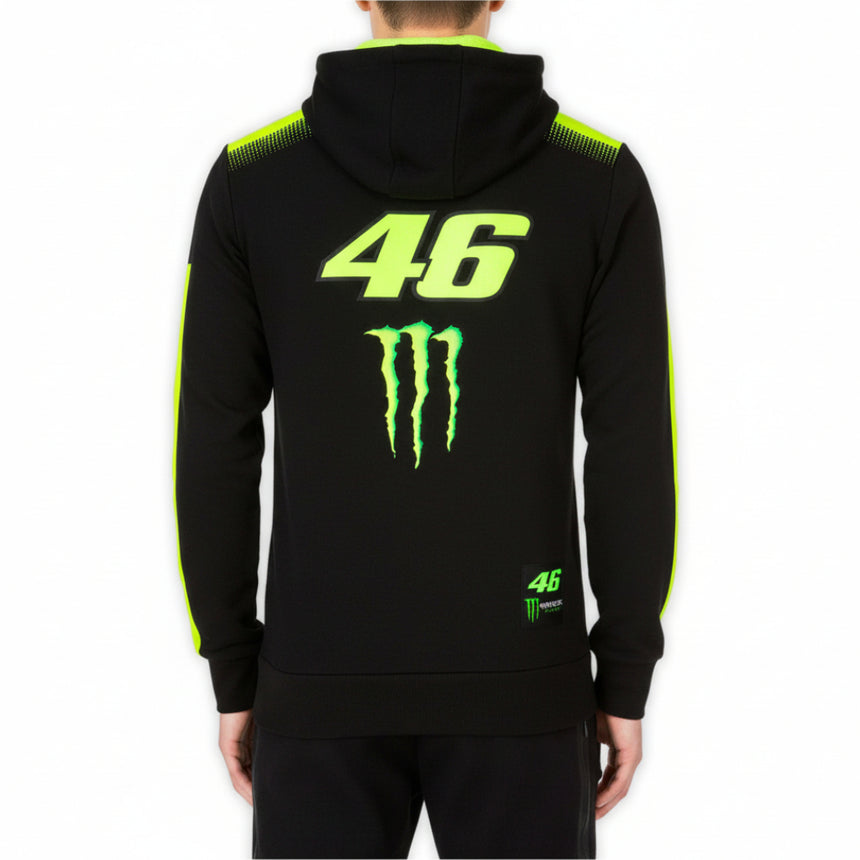 Valentino Rossi VR46 Black Monster Energy Logo Full Front Zip Hoodie