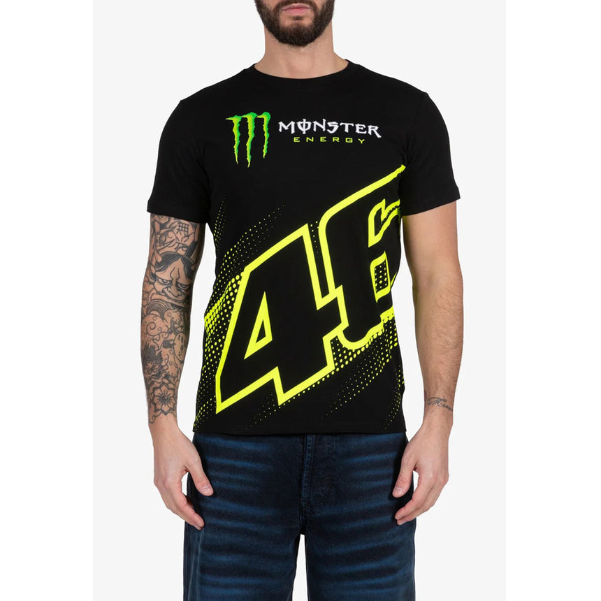 Valentino Rossi VR46 Moto GP Black Front and Back Monster Dual Print Tee Shirt