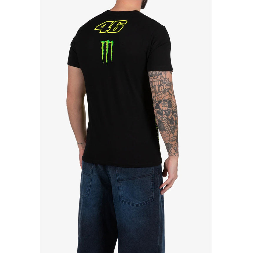 Valentino Rossi VR46 Moto GP Black Front and Back Monster Dual Print Tee Shirt