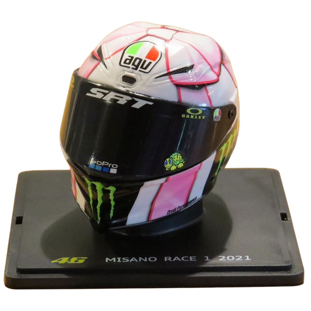 Valentino Rossi VR46 Replica 1:5 Scale Mini Helmet Misano Race 1 2021