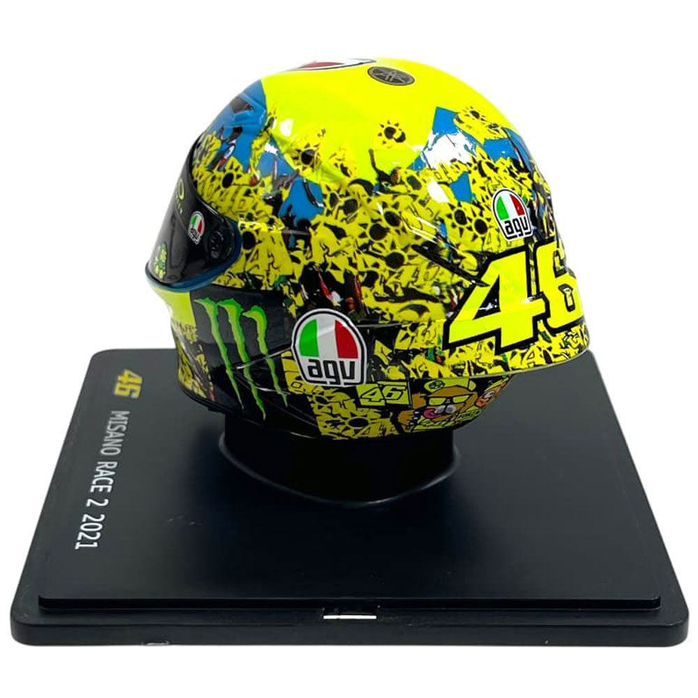 Valentino Rossi VR46 Replica 1:5 Scale Mini Helmet Misano Race 2 2021