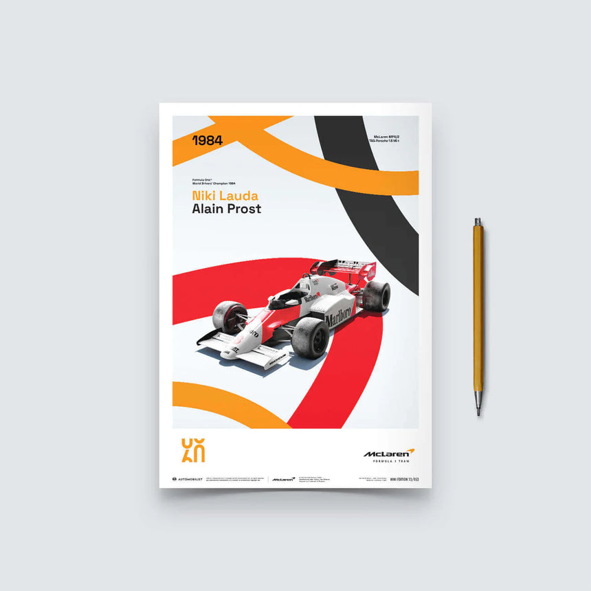 Automobilist McLaren Racing MP4/2 1984 Alain Prost, Niki Lauda Print Poster