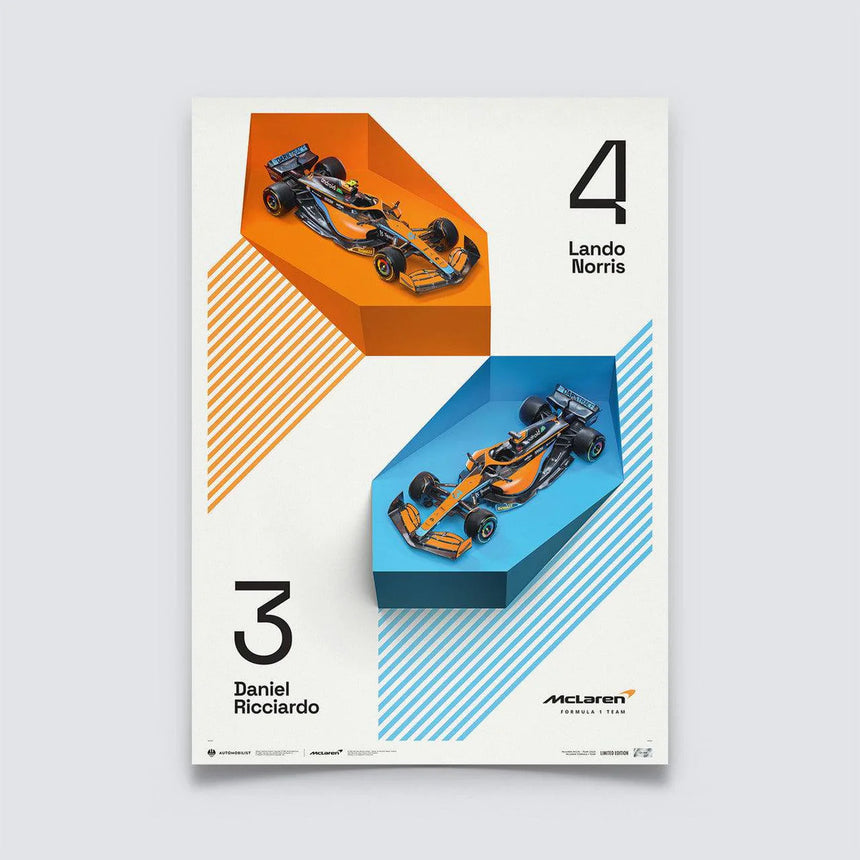 Automobilist McLaren Formula 1 Team 2022 Lando Norris, Daniel Ricciardo Print Poster
