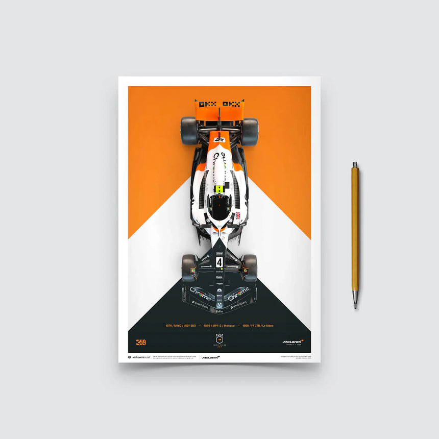 Automobilist McLaren Formula 1 Lando Norris Triple Crown Livery 2023 Print Poster