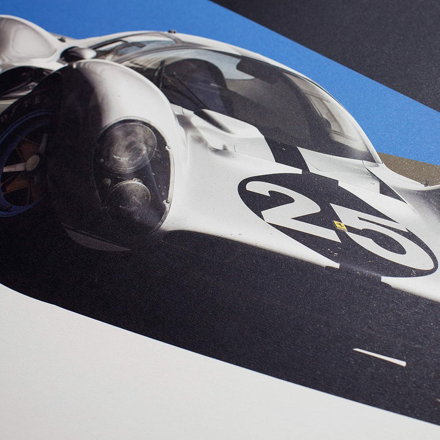 Automobilist Ferrari 412P White 24 hours of Le Mans 1967 Print Poster