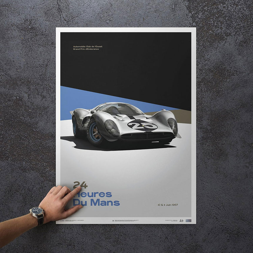 Automobilist Ferrari 412P White 24 hours of Le Mans 1967 Print Poster