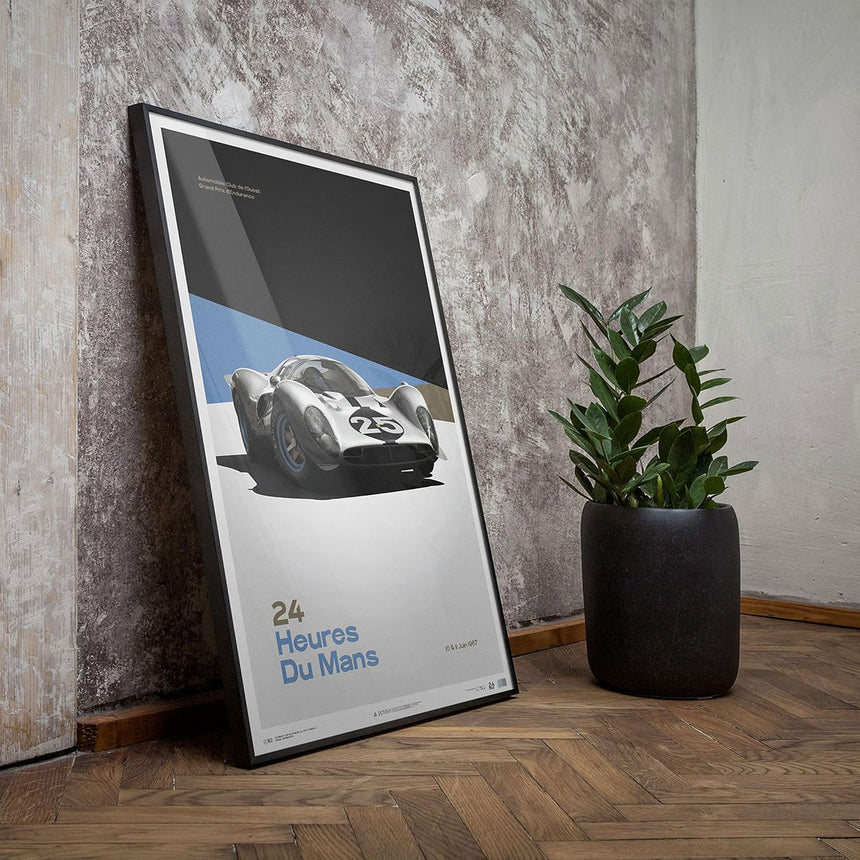 Automobilist Ferrari 412P White 24 hours of Le Mans 1967 Print Poster