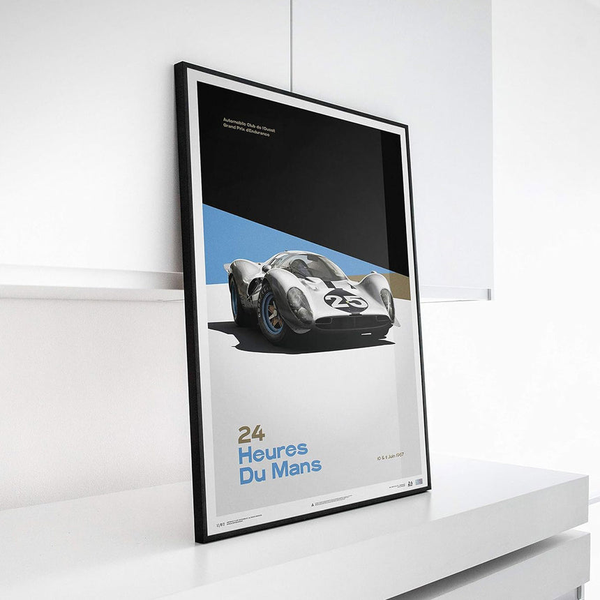 Automobilist Ferrari 412P White 24 hours of Le Mans 1967 Print Poster