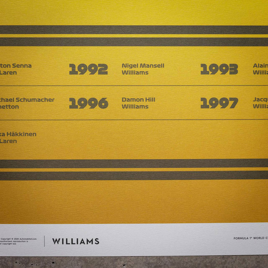 Automobilist Formula 1 Decades 90s Williams Limited Edition Print Poster