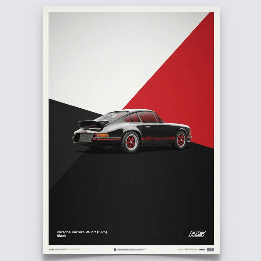 Automobilist Porsche 911 RS 1973 Black Print Poster