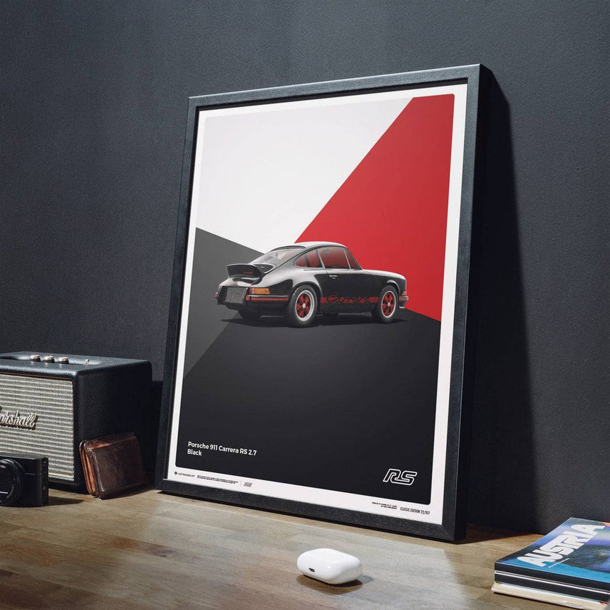 Automobilist Porsche 911 RS 1973 Black Print Poster