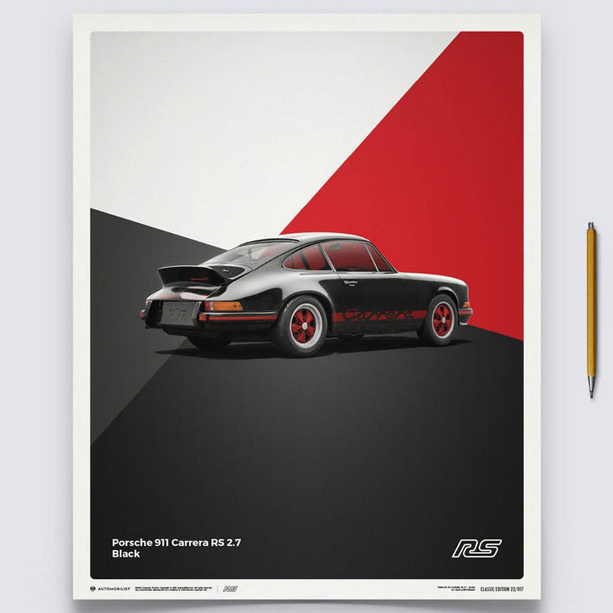 Automobilist Porsche 911 RS 1973 Black Print Poster