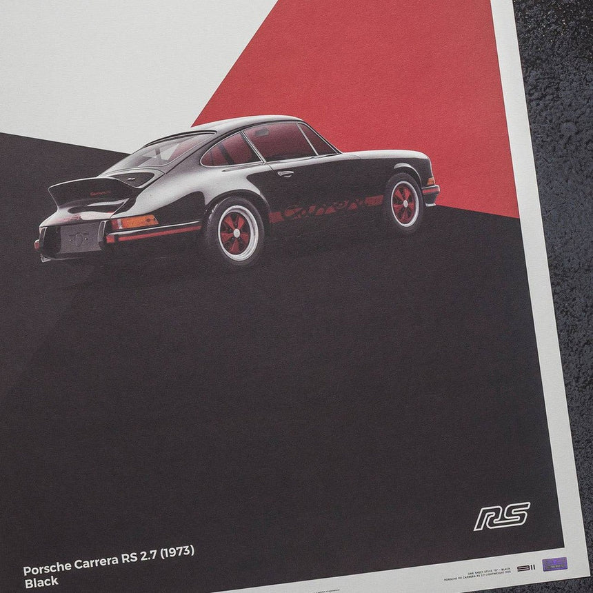 Automobilist Porsche 911 RS 1973 Black Print Poster