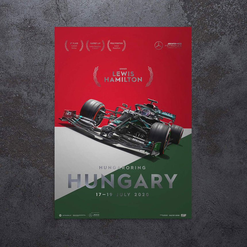 Automobilist Mercedes-AMG Petronas F1 Hungary 2020 Lewis Hamilton Print Poster