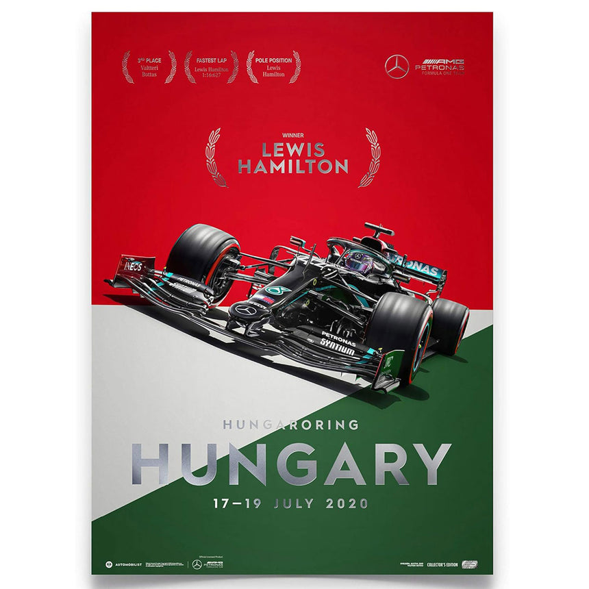Automobilist Mercedes-AMG Petronas F1 Hungary 2020 Lewis Hamilton Print Poster