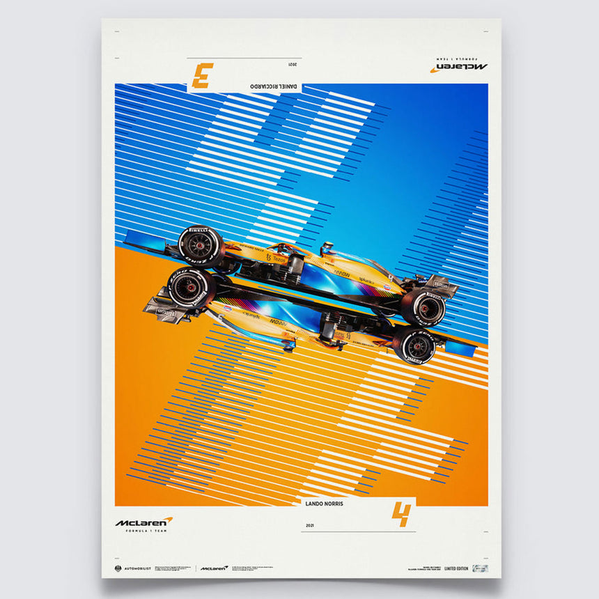 Automobilist McLaren Team 2021 Lando Norris Daniel Ricciardo Print Poster