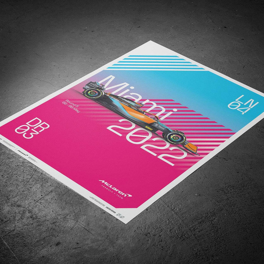 Automobilist McLaren F1 Team Miami Lando Norris & Daniel Ricciardo Print Poster