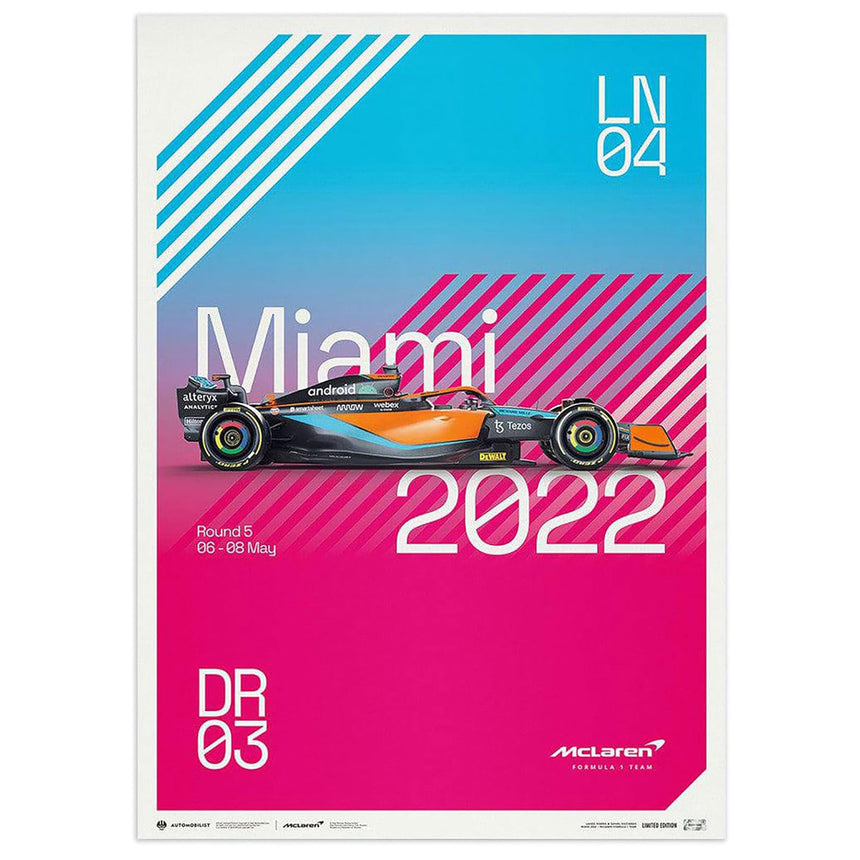 Automobilist McLaren F1 Team Miami Lando Norris & Daniel Ricciardo Print Poster