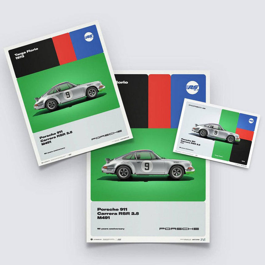 Automobilist Porsche 911 RSR 50th Anniversary Targa Florio 1973 Print Poster