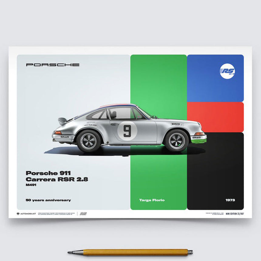 Automobilist Porsche 911 RSR 50th Anniversary Targa Florio 1973 Print Poster