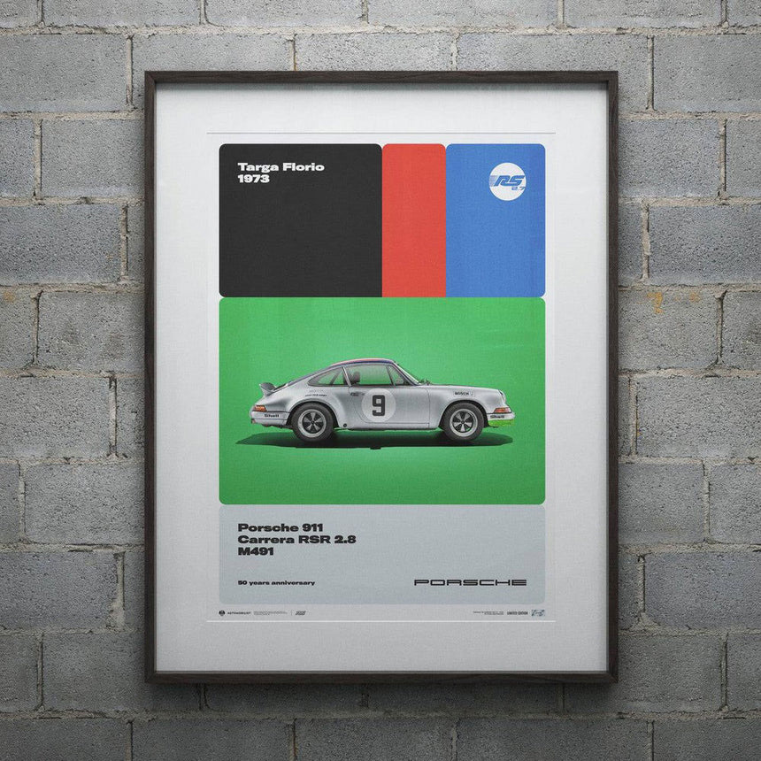 Automobilist Porsche 911 RSR 50th Anniversary Targa Florio 1973 Print Poster