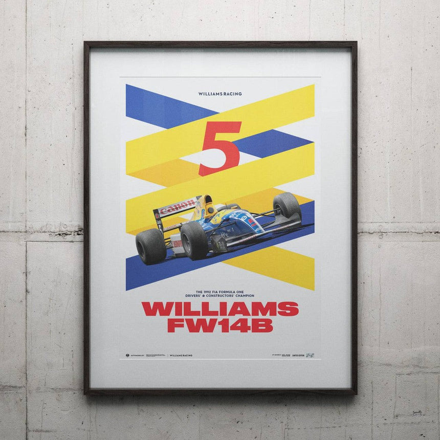 Automobilist Williams Racing Red Five F1 World Champion 1992 Print Poster