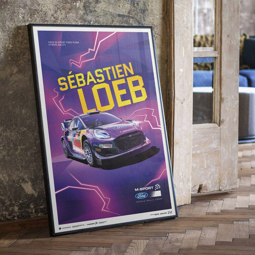 Automobilist Sébastien Loeb 2022 M-Sport Ford Puma Hybrid Rally1 Print Poster