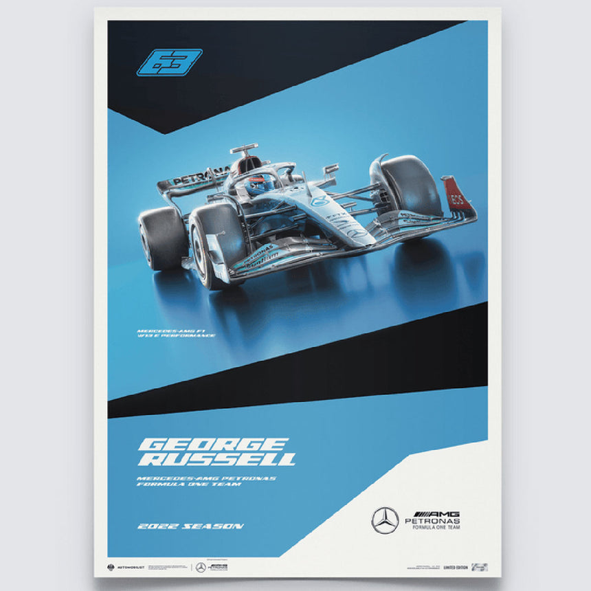 Automobilist Mercedes-AMG Petronas F1 Team George Russell 2022 Print Poster