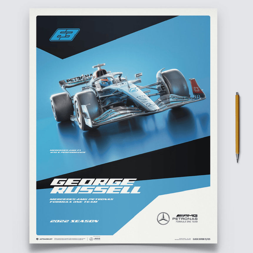 Automobilist Mercedes-AMG Petronas F1 Team George Russell 2022 Print Poster