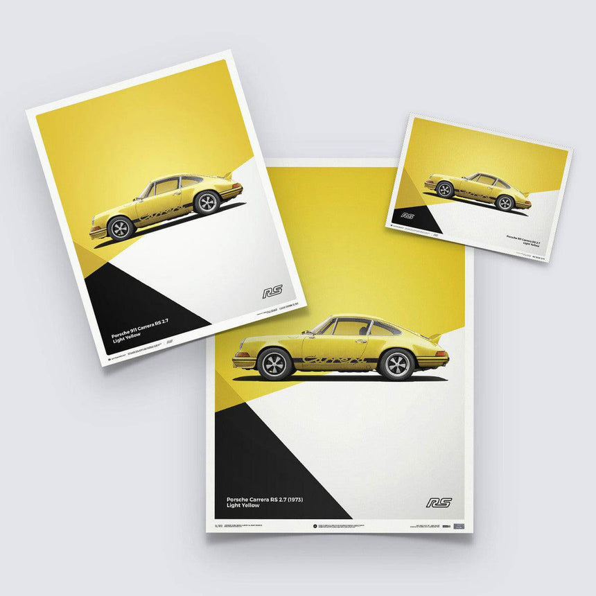 Automobilist Porsche 911 RS 1973 Yellow Print Poster