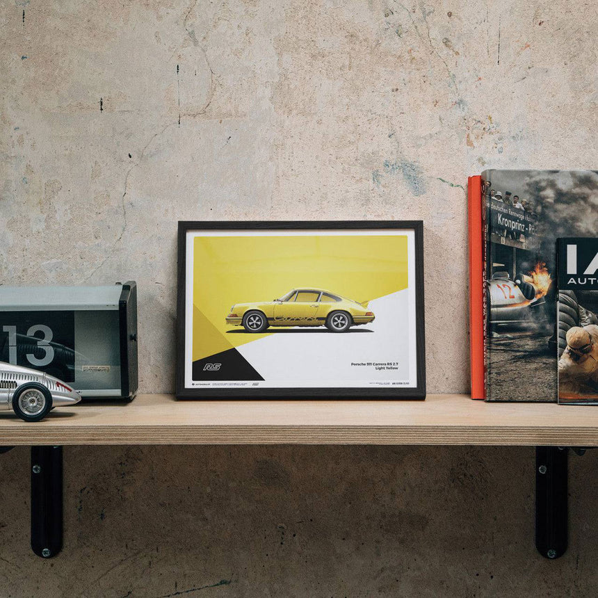 Automobilist Porsche 911 RS 1973 Yellow Print Poster