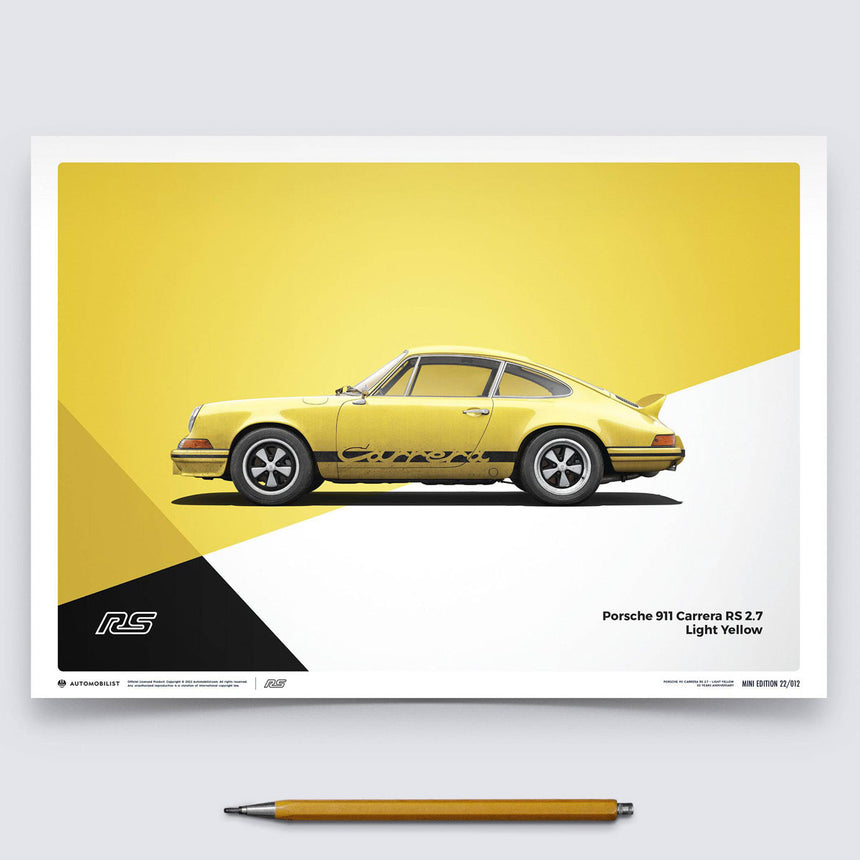Automobilist Porsche 911 RS 1973 Yellow Print Poster