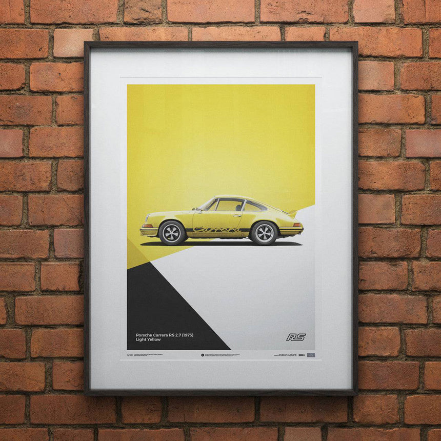 Automobilist Porsche 911 RS 1973 Yellow Print Poster