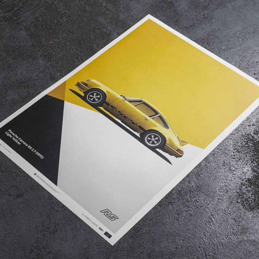 Automobilist Porsche 911 RS 1973 Yellow Print Poster