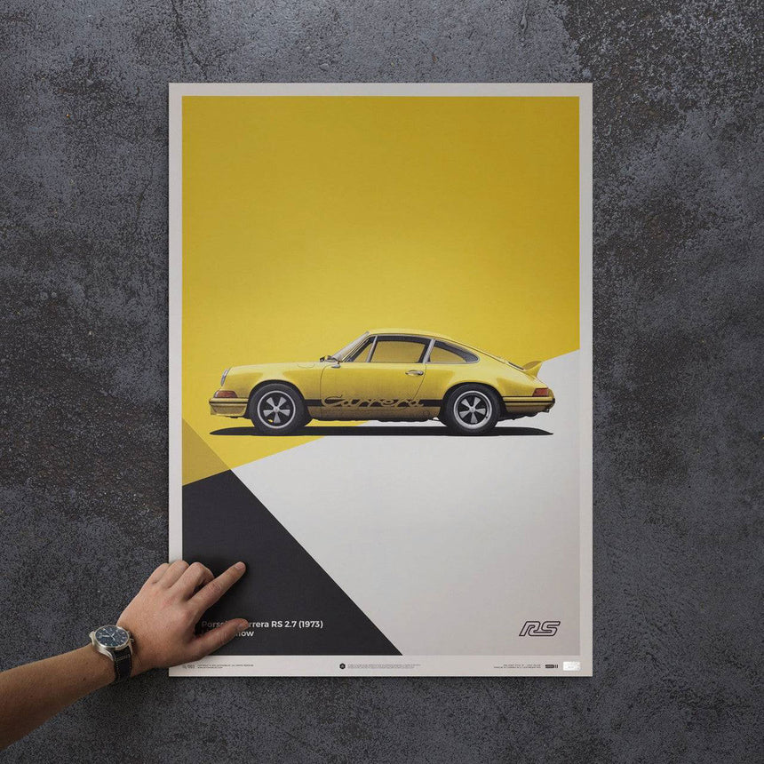 Automobilist Porsche 911 RS 1973 Yellow Print Poster