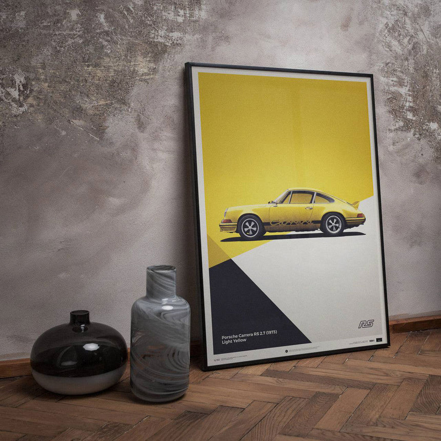 Automobilist Porsche 911 RS 1973 Yellow Print Poster