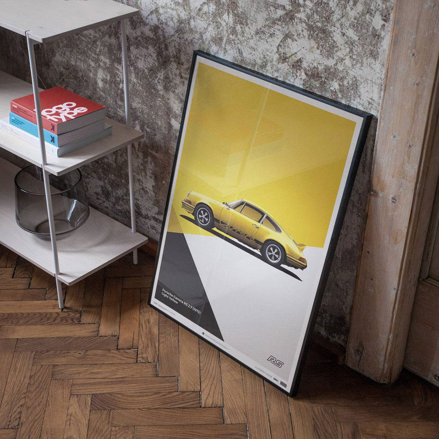 Automobilist Porsche 911 RS 1973 Yellow Print Poster