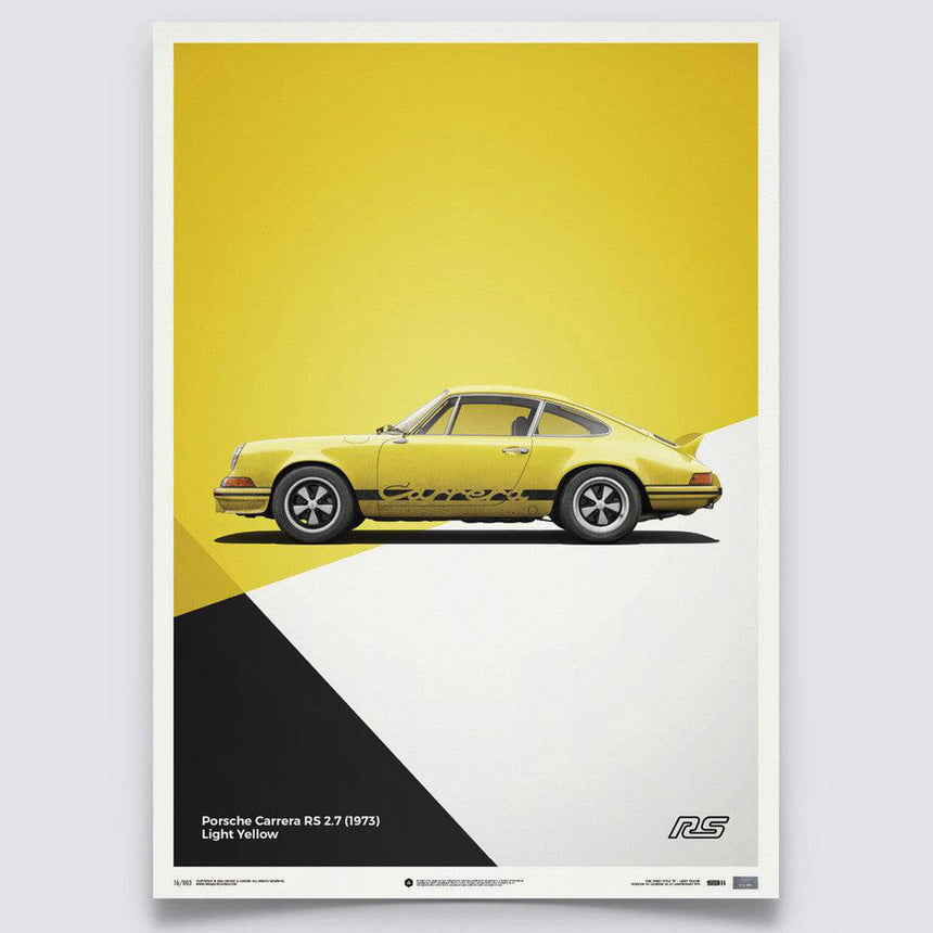 Automobilist Porsche 911 RS 1973 Yellow Print Poster
