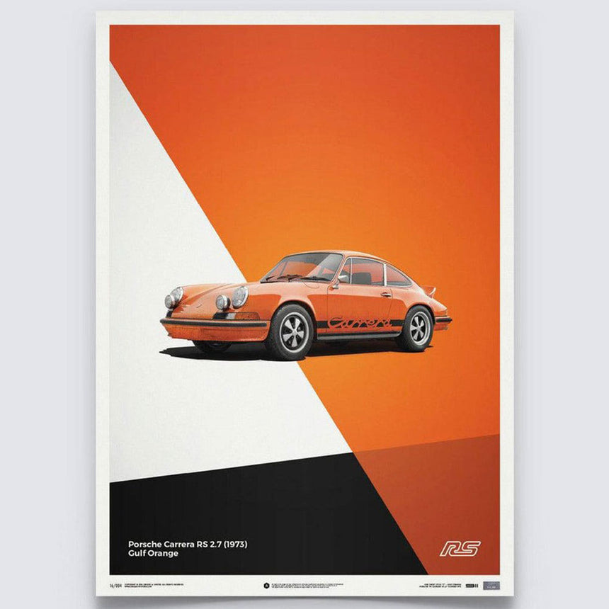 Automobilist Porsche 911 RS 1973 Orange Print Poster