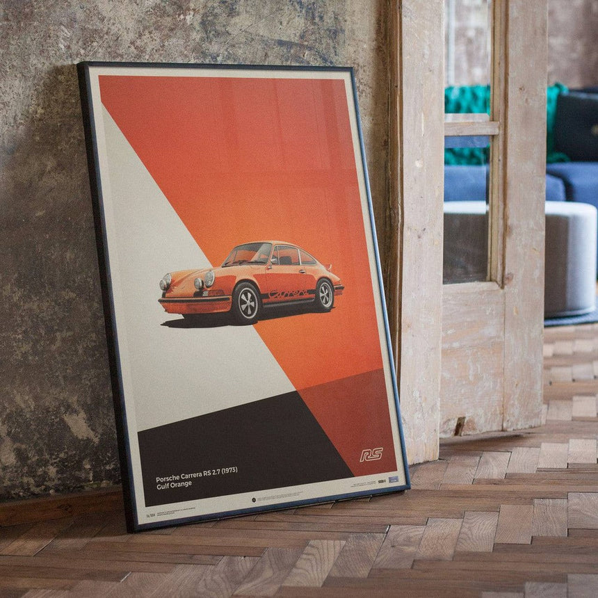 Automobilist Porsche 911 RS 1973 Orange Print Poster